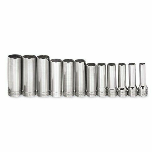 Williams Socket Set, 12 Pieces, 3/8 Inch Dr, Deep, 3/8 Inch Size JHWMSBD12HRC